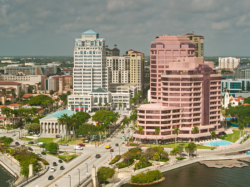 aerial shot of palm beach